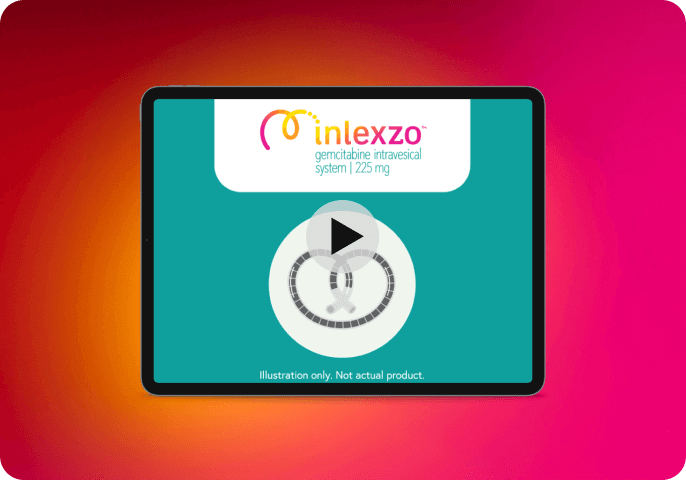 Video thumbnail showing a preview of how INLEXZO™ works with the Pretzel shaped device and logo shown.